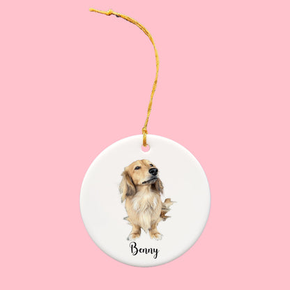 Personalized Ceramic Dog Ornament with picture and name