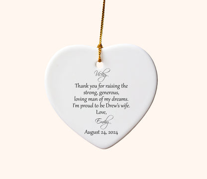 Heart Ornament for Mother of the Groom from the bride on her wedding day