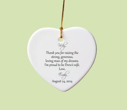Heart Ornament for Mother of the Groom from the bride on her wedding day