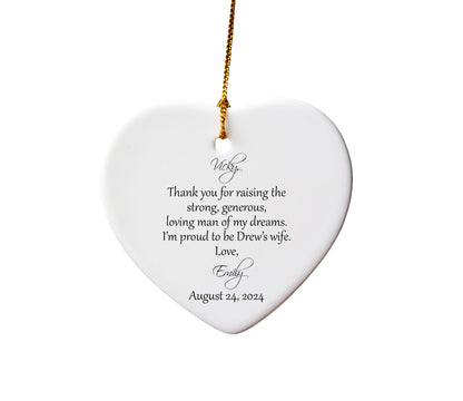 Heart Ornament for Mother of the Groom from the bride on her wedding day