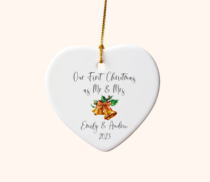 Our First Christmas as Mr. & Mrs. Heart Ornament