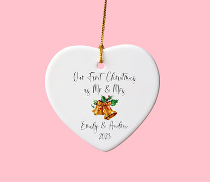 Our First Christmas as Mr. & Mrs. Heart Ornament