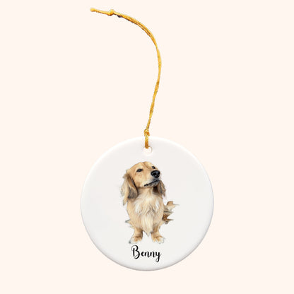Personalized Ceramic Dog Ornament with picture and name