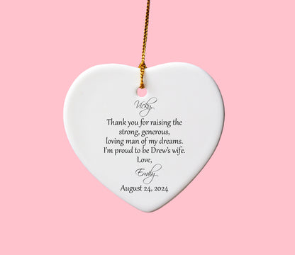 Heart Ornament for Mother of the Groom from the bride on her wedding day