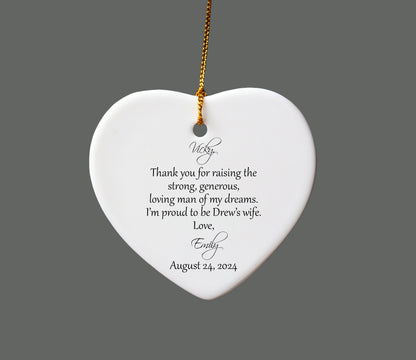 Heart Ornament for Mother of the Groom from the bride on her wedding day