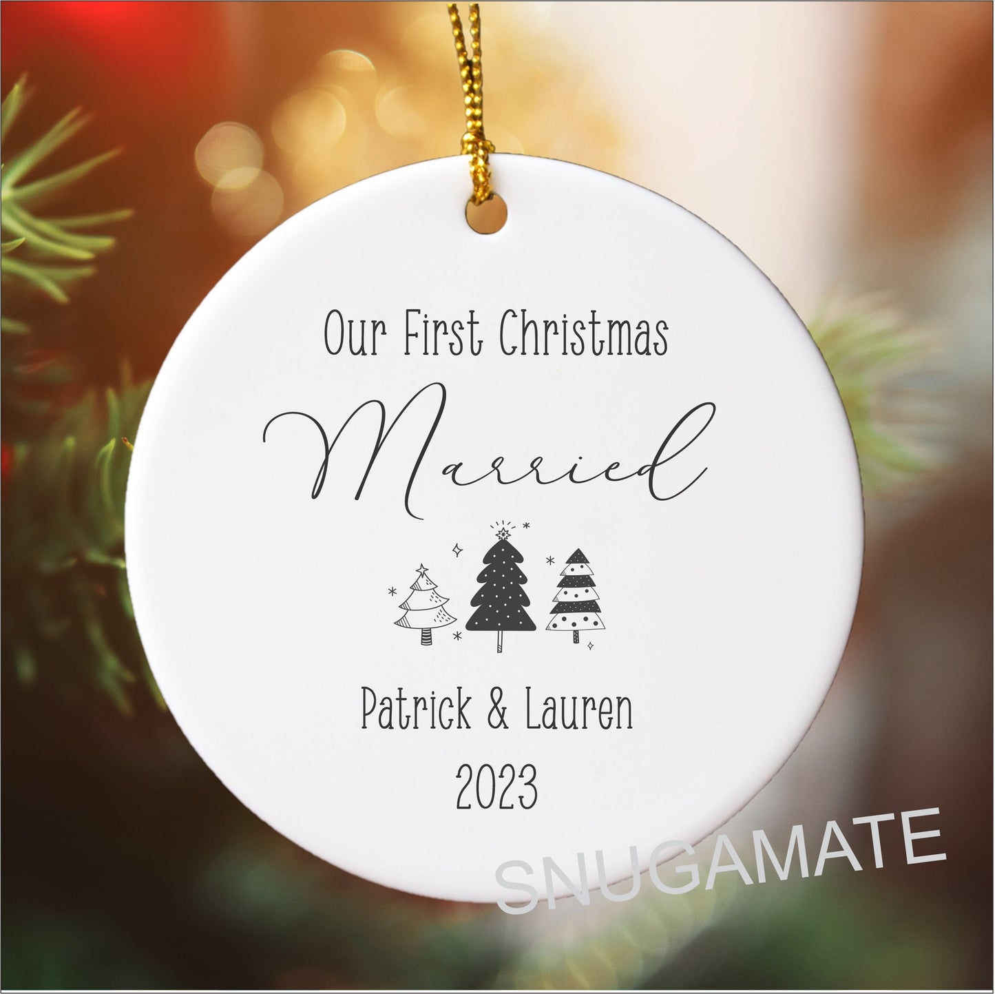 First Christmas Together Heart Christmas Ornament, Personalized for New Couples