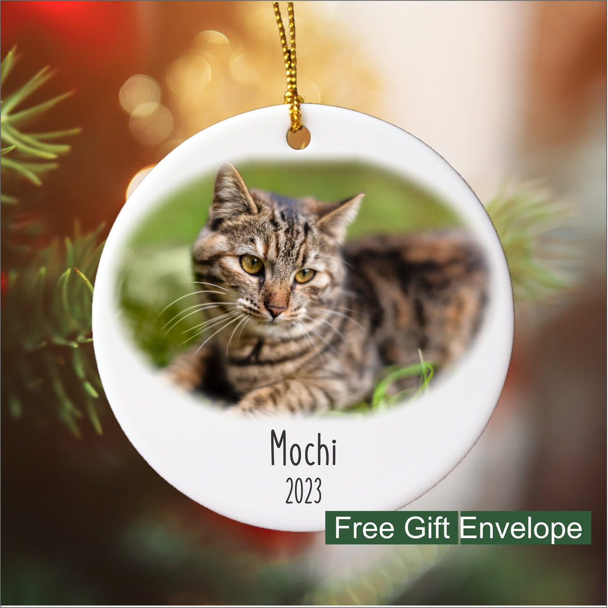 Personalized Pet Photo Ornament, Custom Pet Memorial Keepsake, Dog Cat Photo Christmas Ornament