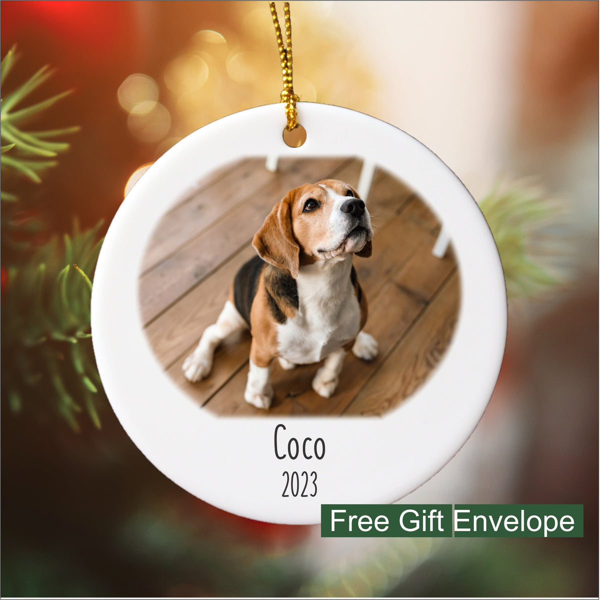 Personalized Pet Photo Ornament, Custom Pet Memorial Keepsake, Dog Cat Photo Christmas Ornament