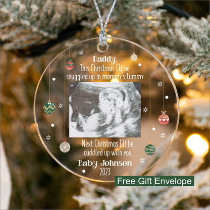 Baby Ultrasound Acrylic Ornament with Photo, Name, and Year