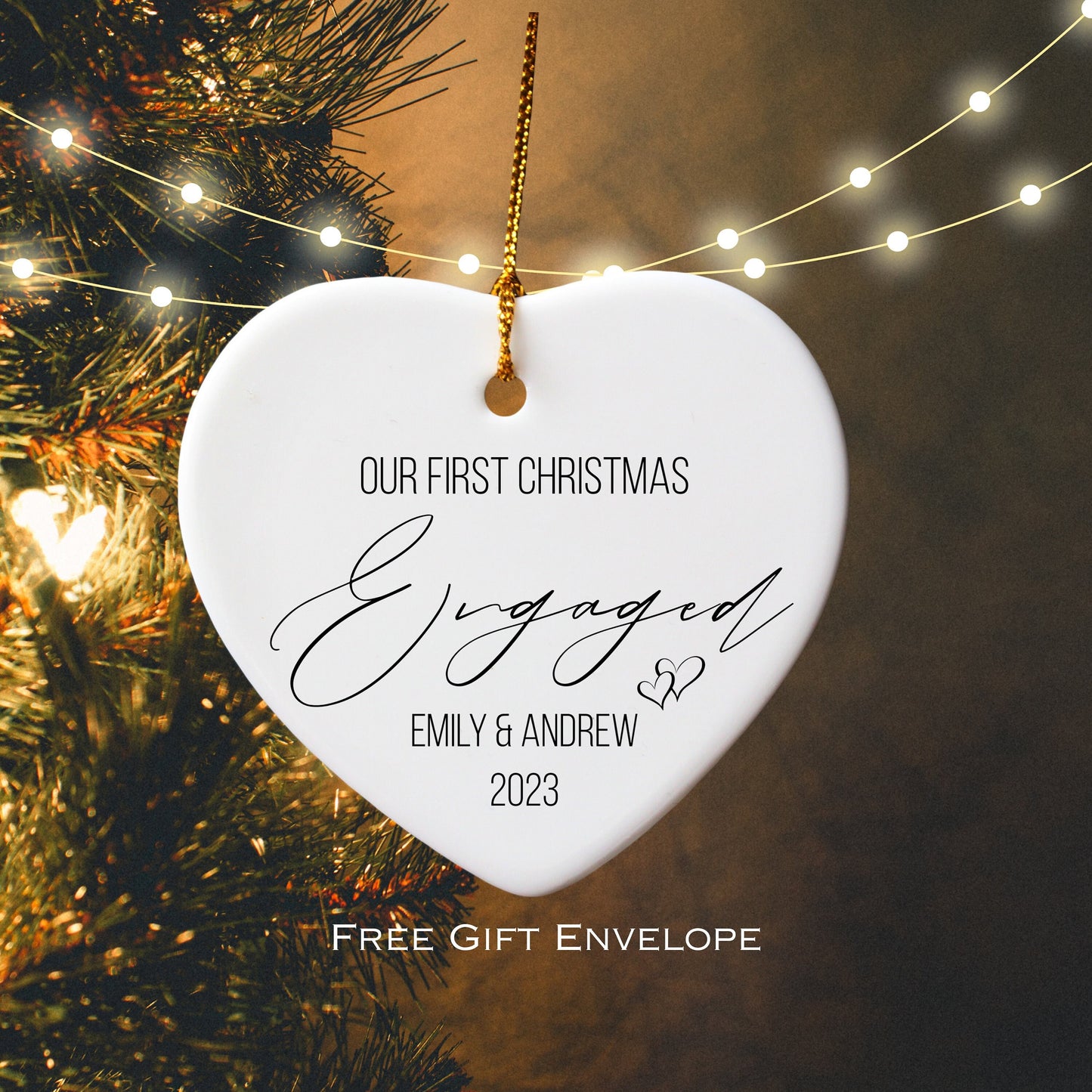 Personalized Our First Christmas Engaged Ornament, Custom Ornament, Christmas Gift for Couple, Engagement Gifts, Christmas Ornaments