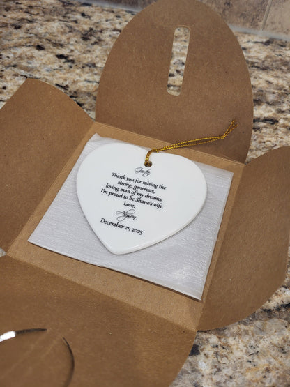 Heart Ornament for Mother of the Groom from the bride on her wedding day
