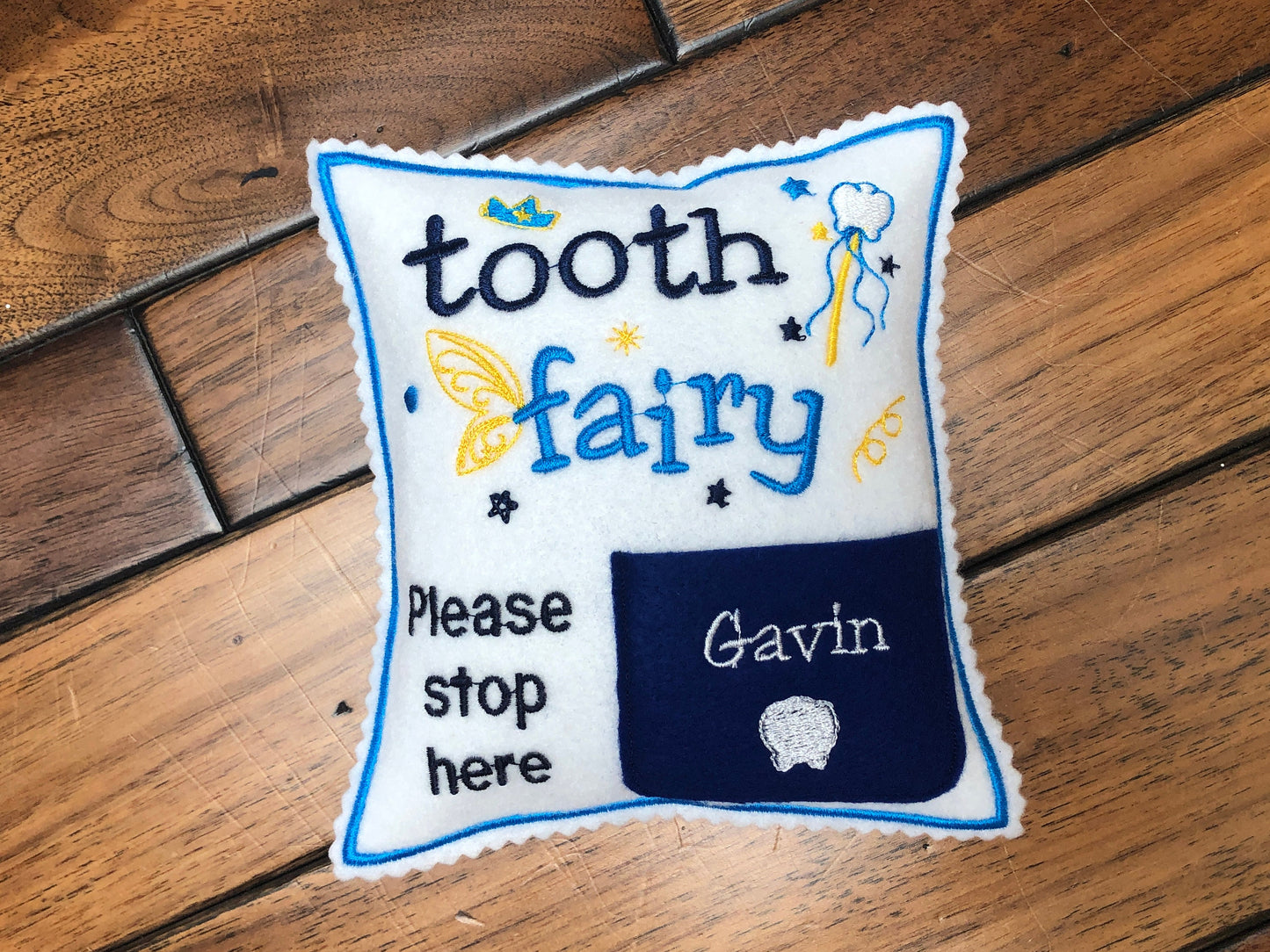 Personalized Tooth fairy pillow with tooth chart
