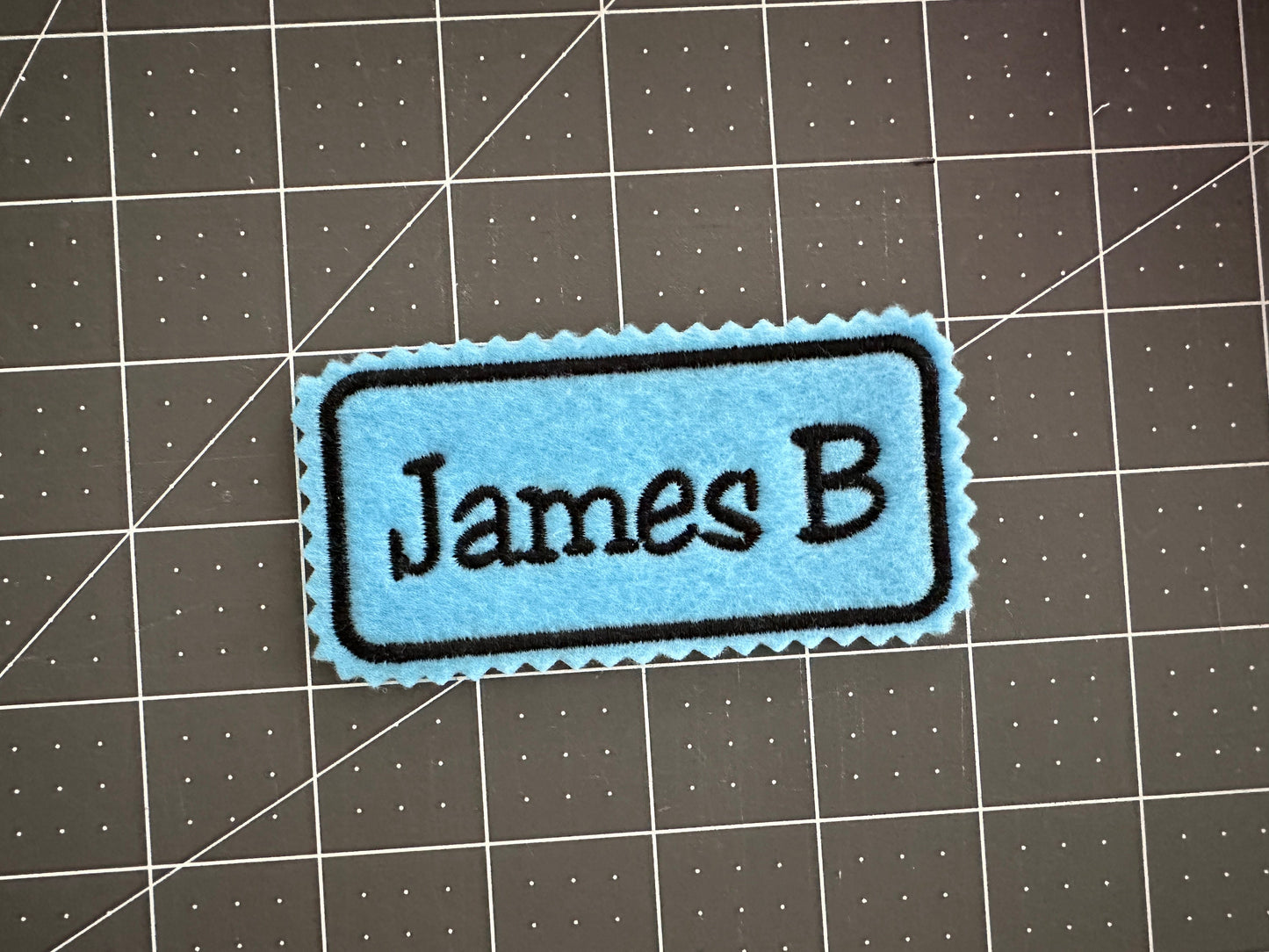 Embroidered Name patch on colored Felt: 4x2 inches, Iron-on or Sew-on Patch