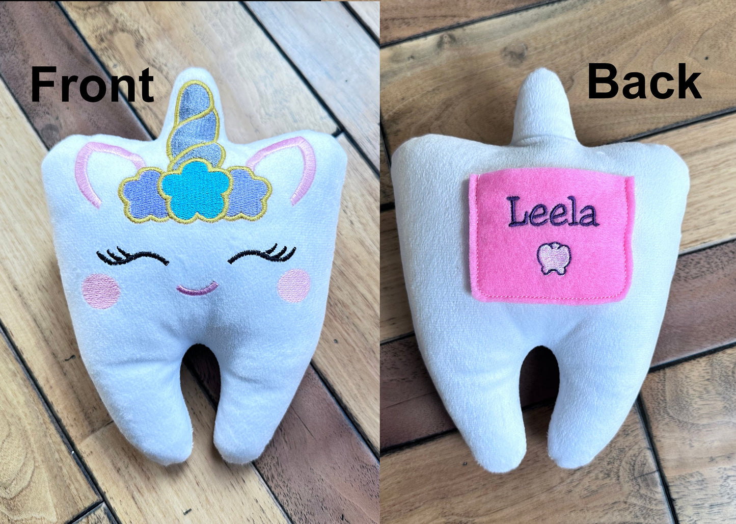 Unicorn Tooth Fairy Plush with Tooth Pocket and Custom Name