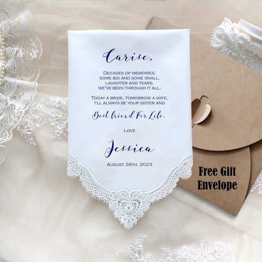 Sister of the Bride Gift, Wedding Handkerchief-PRINTED-CUSTOMIZED-Wedding Hankies-Sister of the Bride Gift-LS11PadCop[189]
