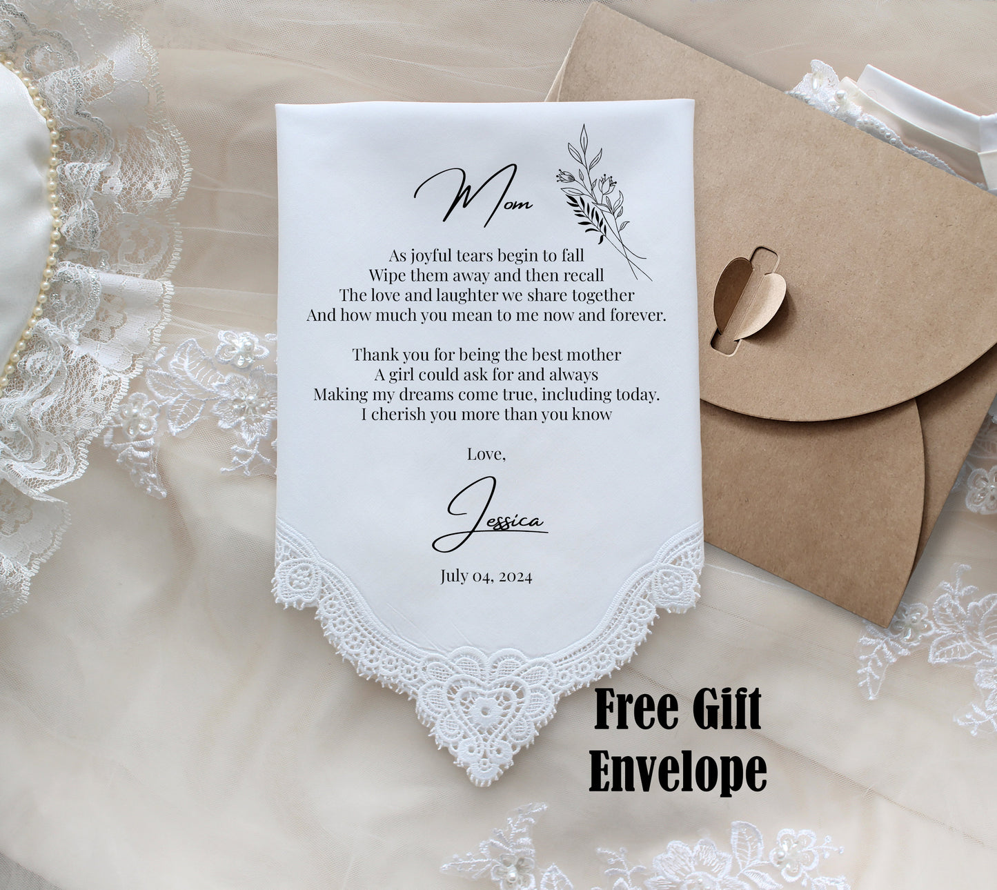 Father of the Bride handkerchief from the Bride, wedding handkerchief from daughter, printed, Father of bride gift from bride, dad gift