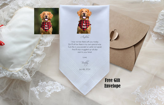 From Your Dog Wedding Handkerchief, Gift for the Bride, Gift for the Groom from Dog, CUSTOMIZED handkerchief with photo option from pet