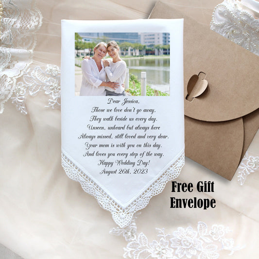 Wedding gift for bride, Wedding handkerchief for the Bride, Memorial wedding gift, CUSTOMIZED, Personalized gift-LS5SCCAC[496]