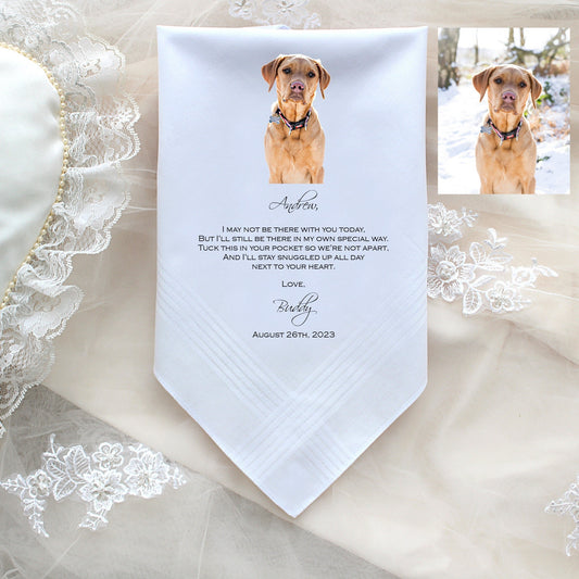 Pocket square with photo of your pet, Gift for the Groom, Gift for the Bride from your pet, CUSTOMIZED Pocket square  with photo option