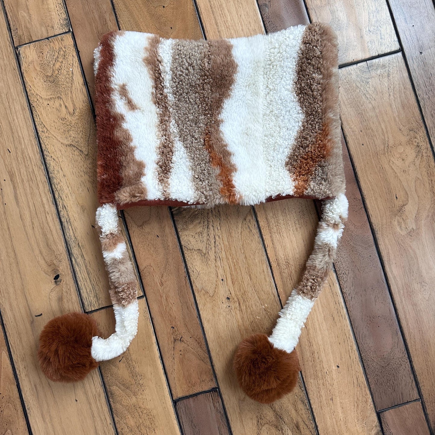 Faux Fur Cat Hat with Pom Poms for Winter: Kids and adult sizes