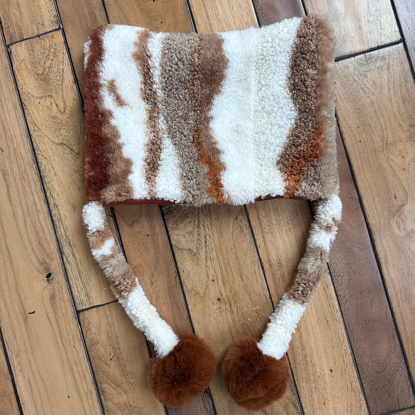Faux Fur Cat Hat with Pom Poms for Winter: Kids and adult sizes