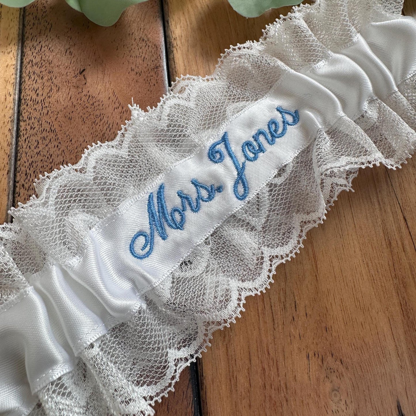 Personalized Wedding Garter: Custom Embroidered Bridal Lace, Petite to Plus Sizes