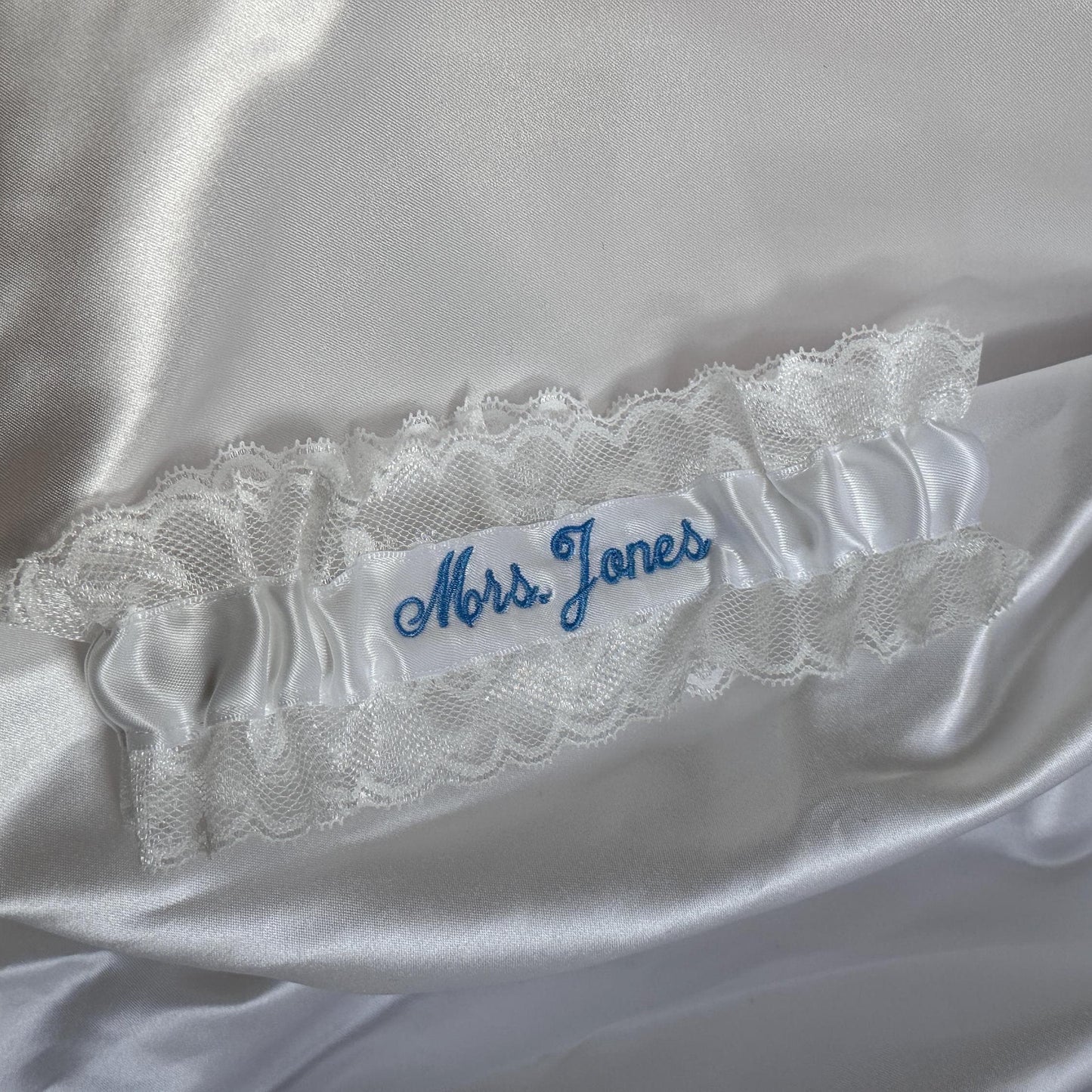 Personalized Wedding Garter: Custom Embroidered Bridal Lace, Petite to Plus Sizes