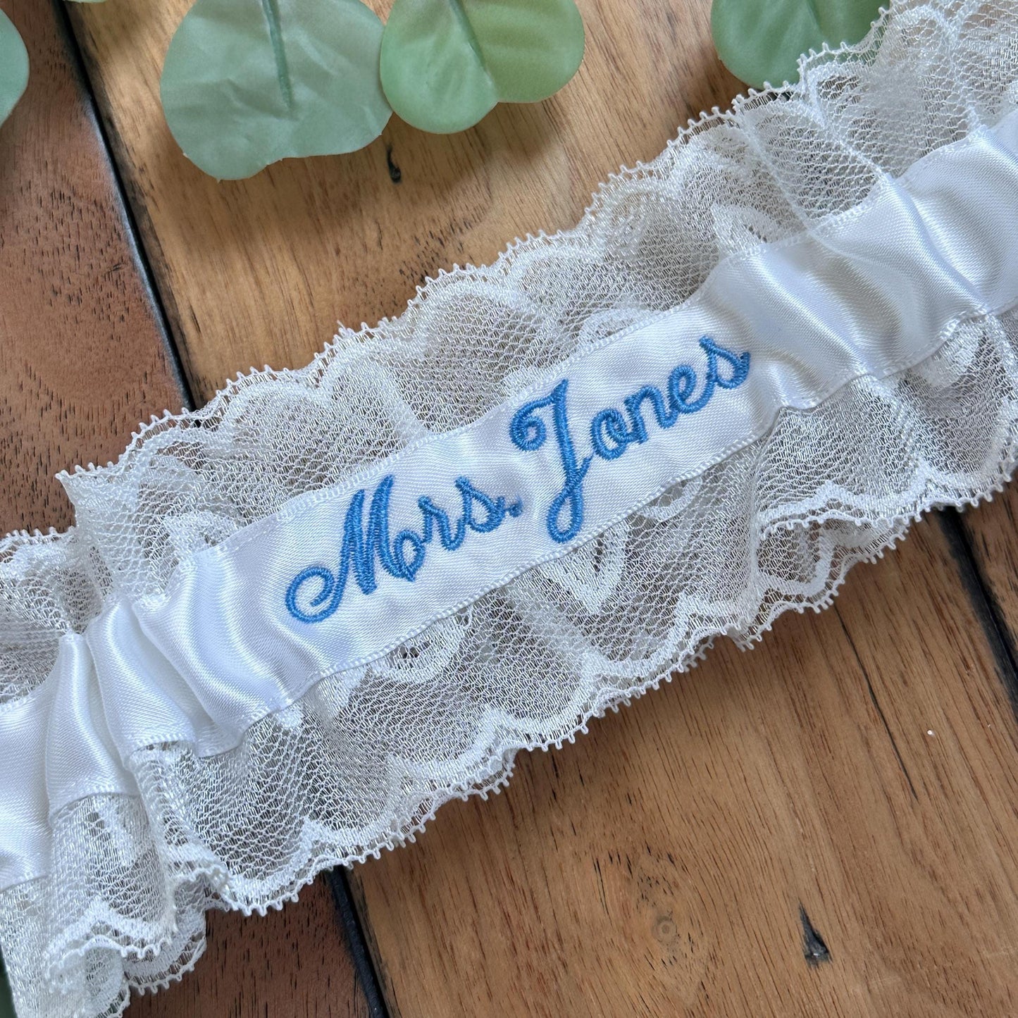 Personalized Wedding Garter: Custom Embroidered Bridal Lace, Petite to Plus Sizes